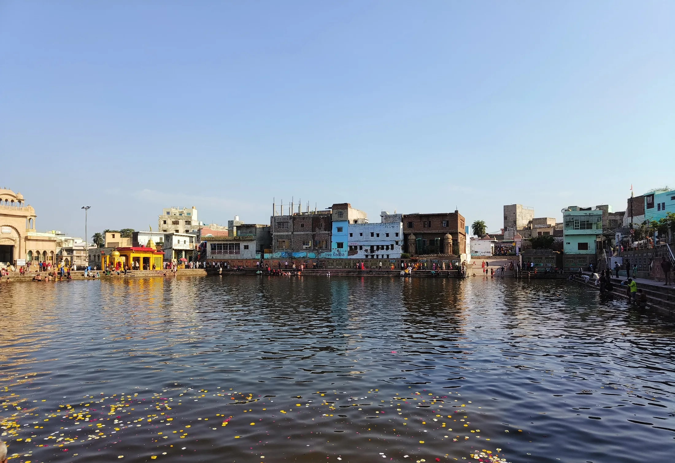 Radha-kunda and the surrounding ghats on Govardhana Parikrama Marg
